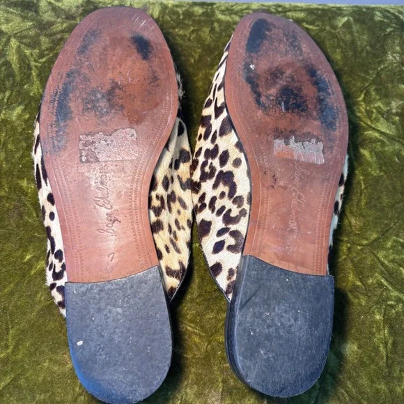 Sam Edelman Linnie Leopard Calf Hair Mule Loafers Tan Brown US 7M EUR 37 - Picture 10 of 11